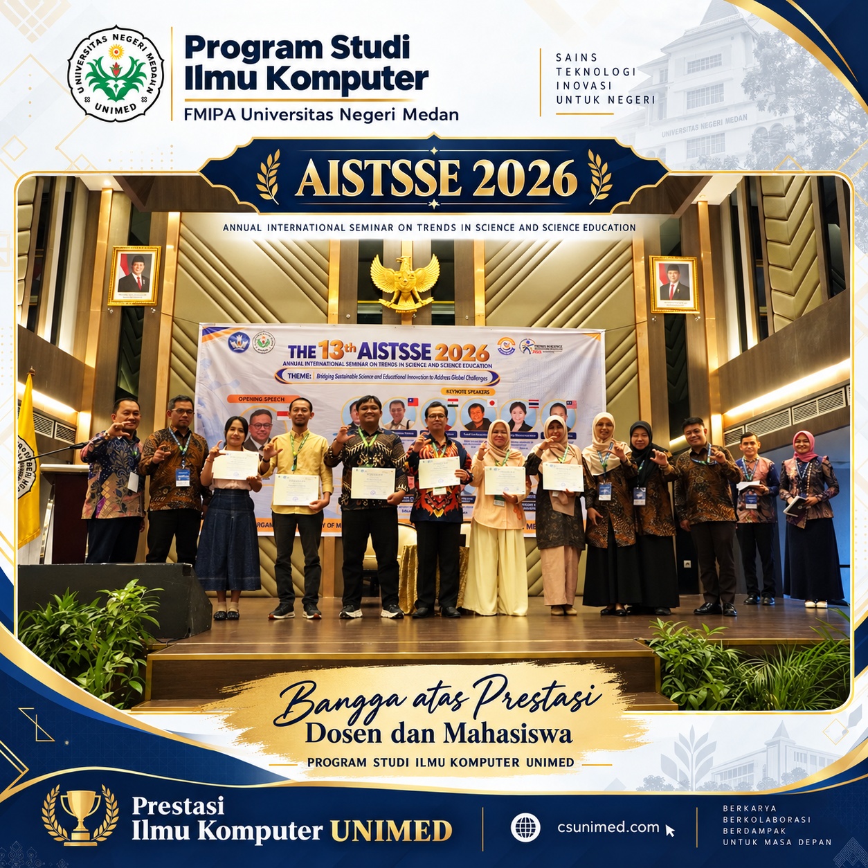 Membanggakan - Dosen dan Mahasiswa Ilmu Komputer Menjadi Best Presenter Pada AISTSSE 2026 THE 13th ANNUAL INTERNATIONAL SEMINAR ON TRENDS IN SCIENCE AND SCIENCE EDUCATION